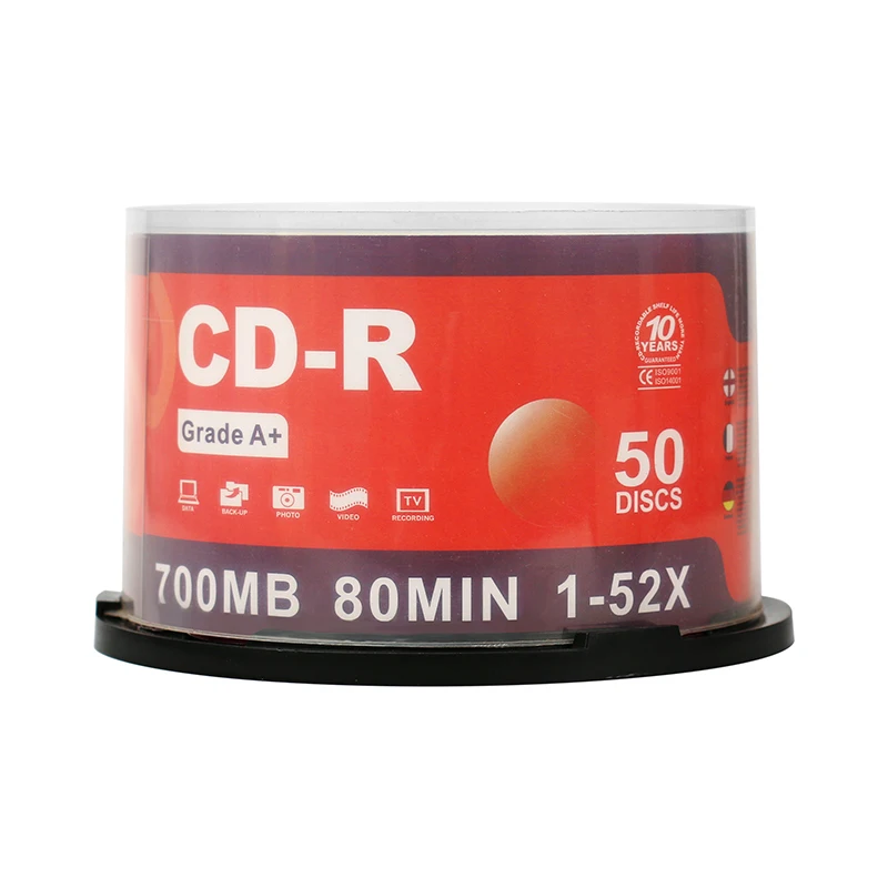 CD-R CDR 52X 700MB 80-минутный эконом-бренд логотип напишите один раз пустой медиа-диск