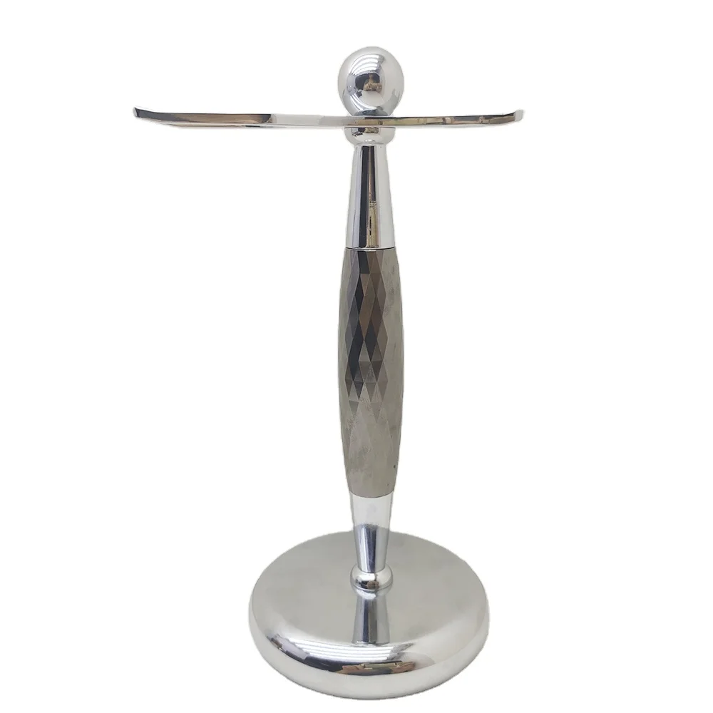 New Design Diamond Pattern Handle Metal Shaving Stand  For Man With Shaving Brush Stand And Razor Stand