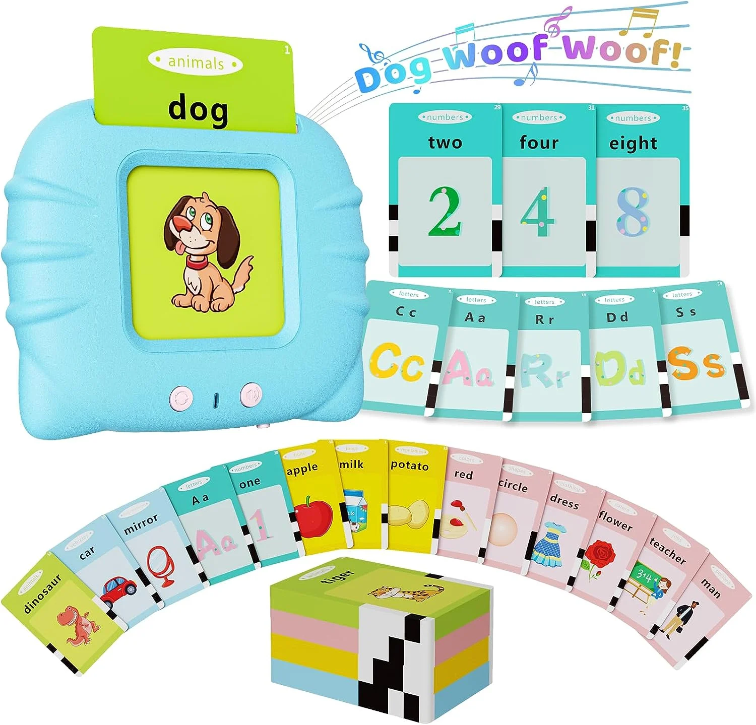 224 Words Spanish English Bilingual Talking Flash Cards, Toddler Learning Montessori Toys for Kids