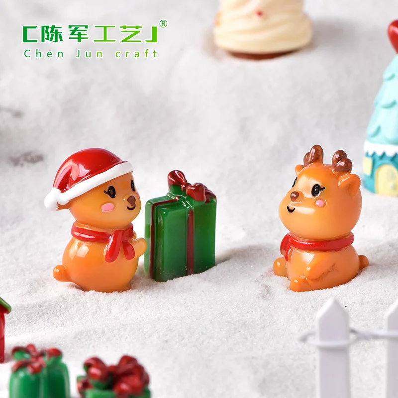 chunjun Cake Series Landscape Snow Accessories Christmas Tree fawn cute home decoration resin crafts