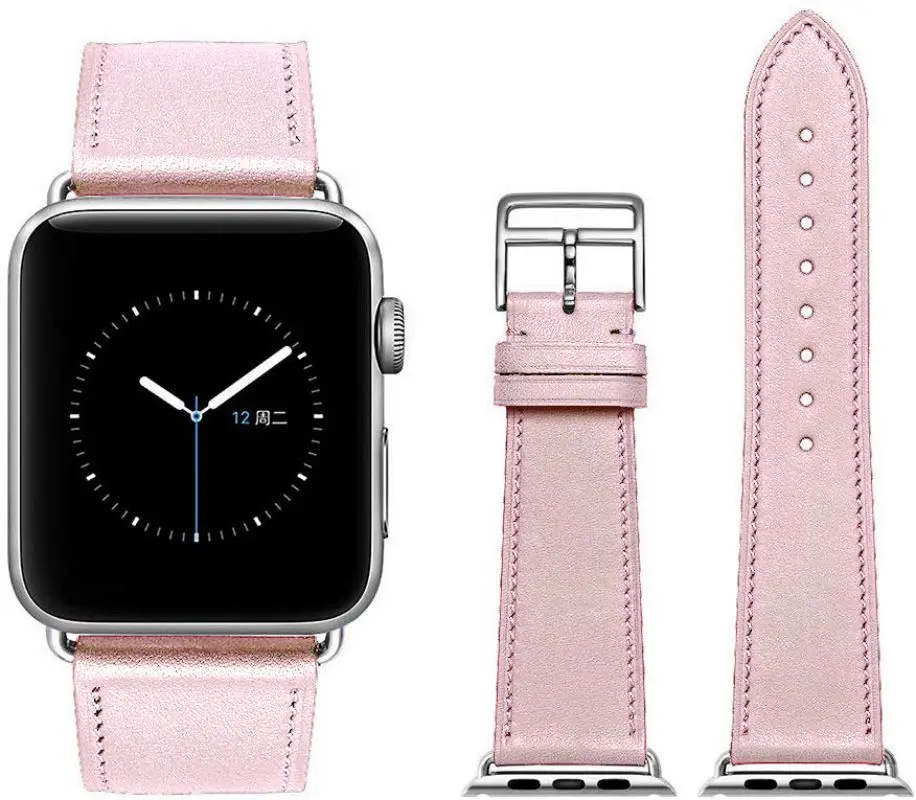 
38/40/42/44mm Italian Leather Watch Straps with Silver Buckles 