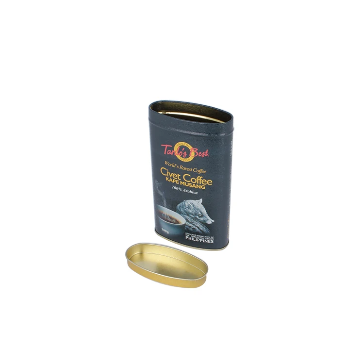 coffee tin box customized printed oval shape