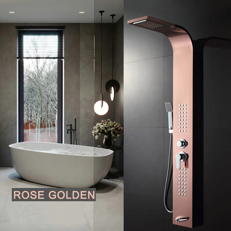 thermostatic shower panel waterproof shower wall panels rose gold waterproof shower panel