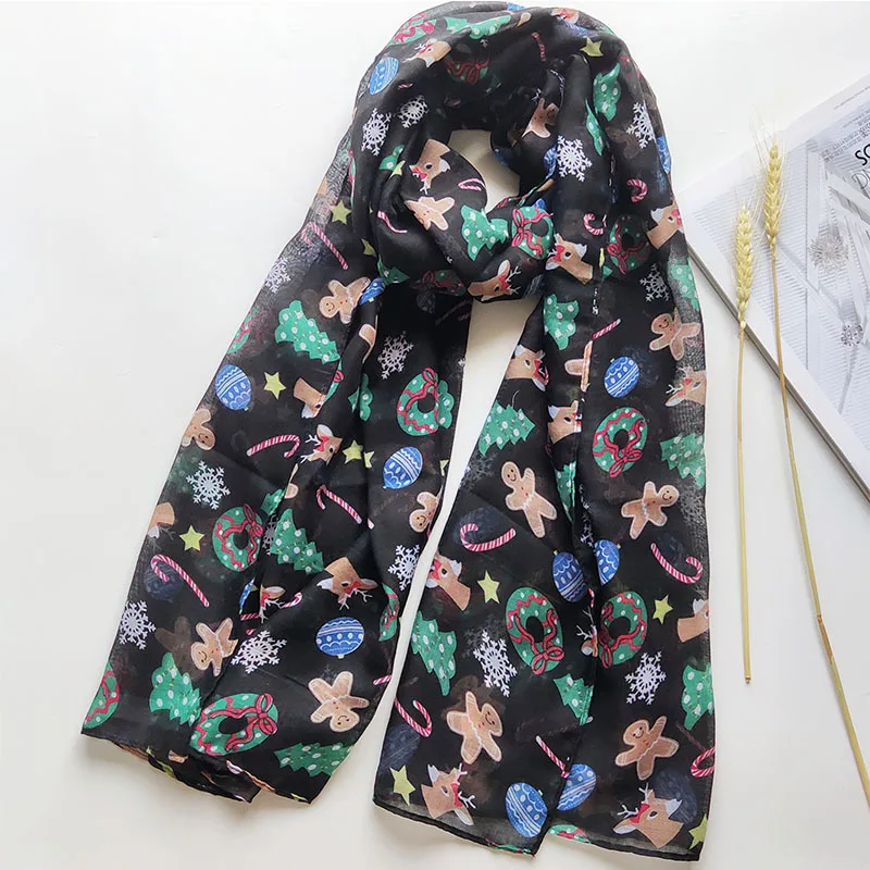 Factory Low price Custom Graphic Printing Christmas Ethnic Scarves Shawls Voile Beach Scarves