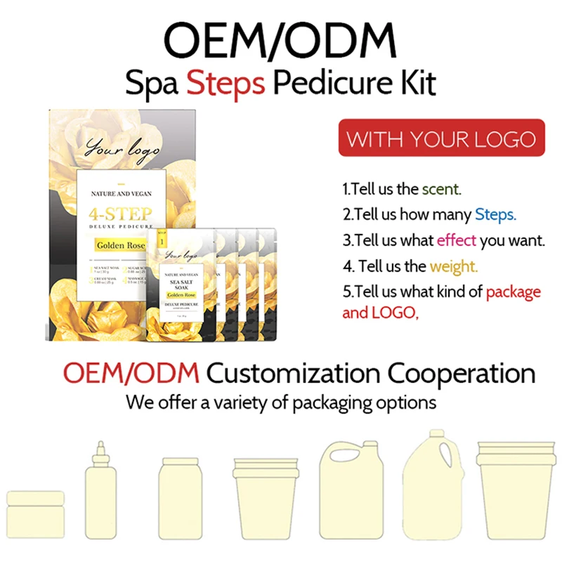 Private Label Oem Odm Lavender Scent Natural Foot Skin Care Set Detox Sea Salt Soak Pedi A Box 4 Step Spa Pedicure Kit