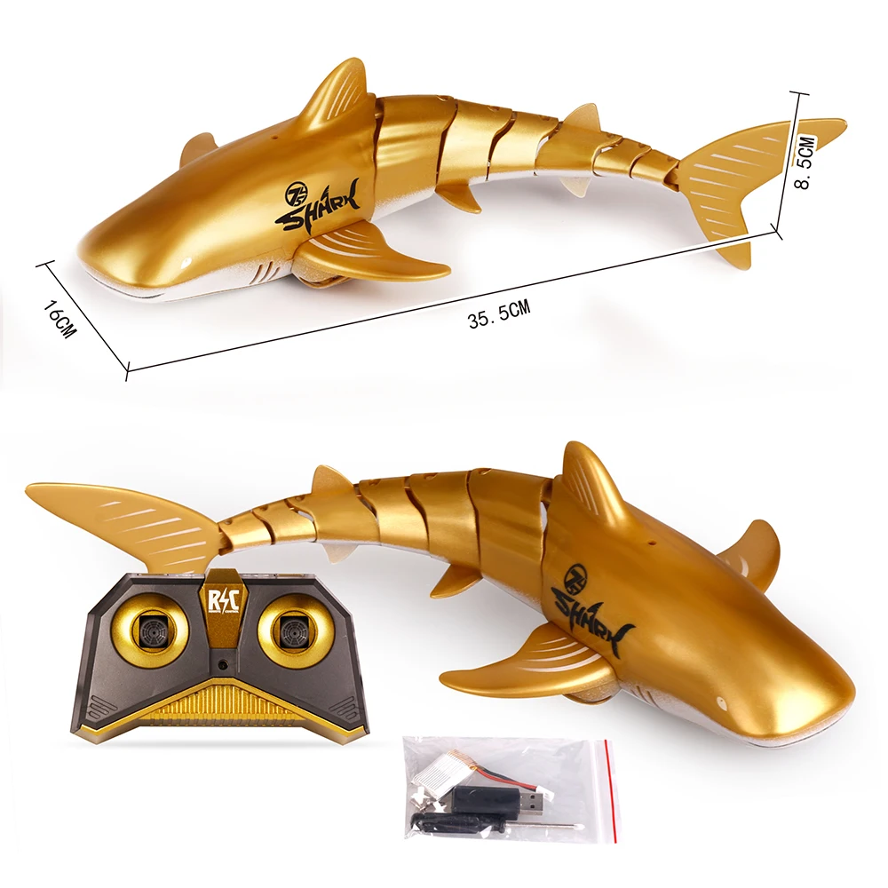 HW 2.4G Simulation Remote Control Fish Boat Toy Kids Electric RC Shark for Swimming Pool Best Gift