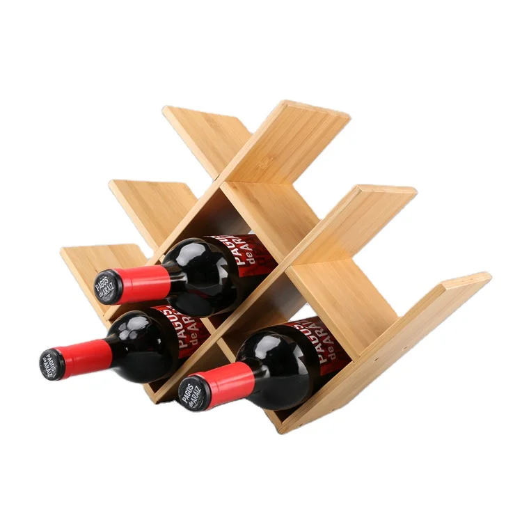 Eco-friendly Bamboo Wooden Stackable Wine Bottle Rack Free Standing Wine Storage Racks