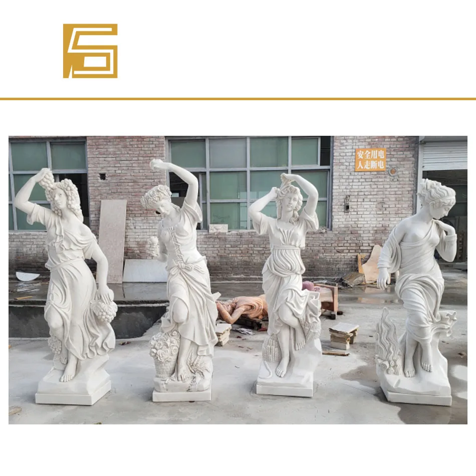 Beige Marble Figure Sculpture Natural Stone Garden Landscape Statue