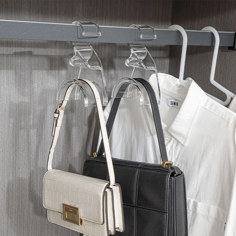 Factory Wholesale New Arrival Transparent Durable Hanger Custom Bag Storage Clear Acrylic Hooks Hanger