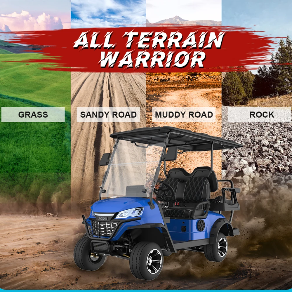 Manufacturer Custom Design CE Approved Model 4 Seats Electric Golf Cart Customized Off Road Electric Golf Hunting Car