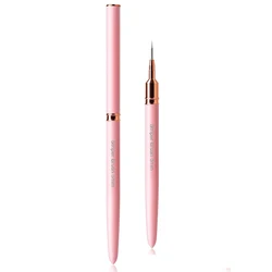 Pink Gold Nail Art Liner Striping Brush Metal Handle Nail Drawing Pens UV Gel Polish Painting Nail Details Brush