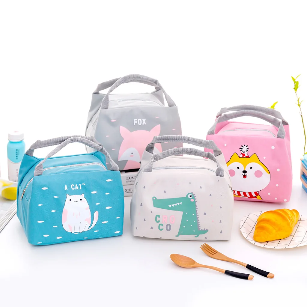 Outdoor Insulated Tote Cooler Food Bag Polyester Lunch Bag for Office Lady and Students Foil Thermal Tote Lunch Bag