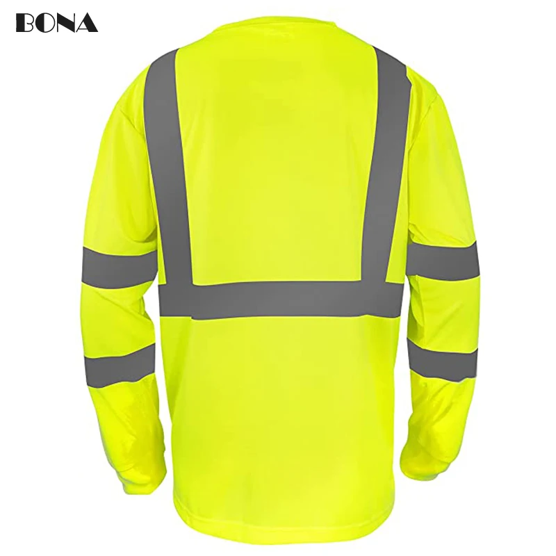 High quality custom logo Hi Vis Reflective Safety Short Long Sleeve T-shirt T Shirt with Pocket