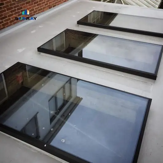 Aluminum alloy tempered fixed skylight for attic or top floor space Lighting intelligent sensor automatic skylight