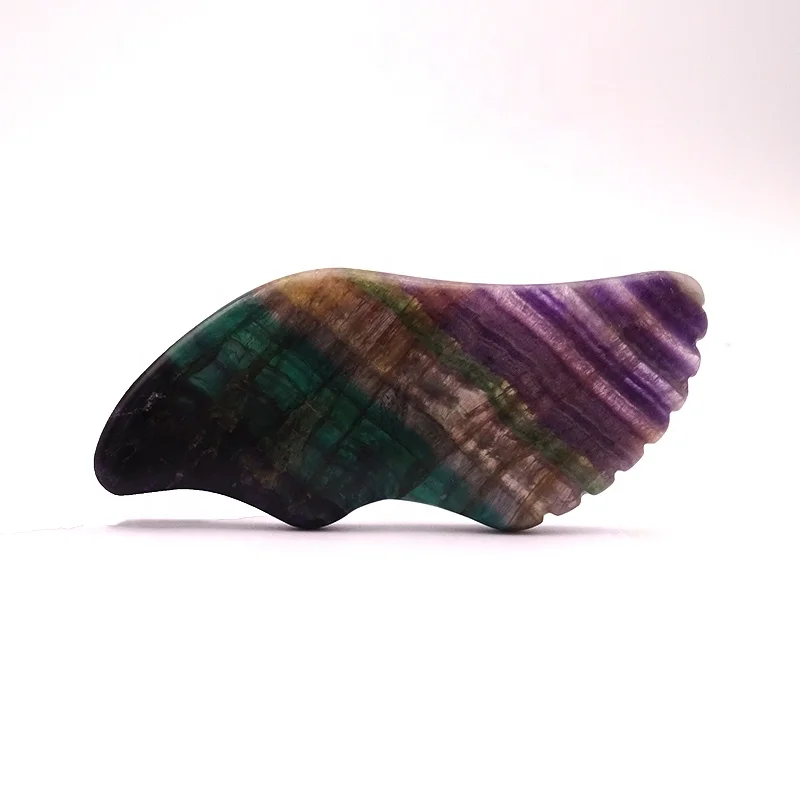 Lightning Shape Natural Color Fluorite Gua Sha Stone Scraping Refreshing Facial Massage Guasha Tool for Thin Face and Slimming