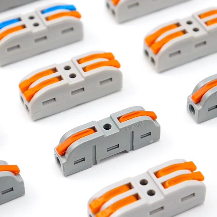 Push in wire conductor clamp terminal block with lever for lighting fast solid flexible cable universal spring compact connector