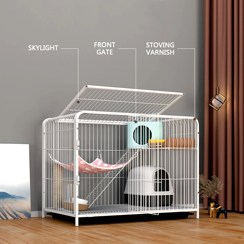 Double-deck cat cage Villa Wholesale cat nest bed Wire pet cat house thick pet mat with climbing frame