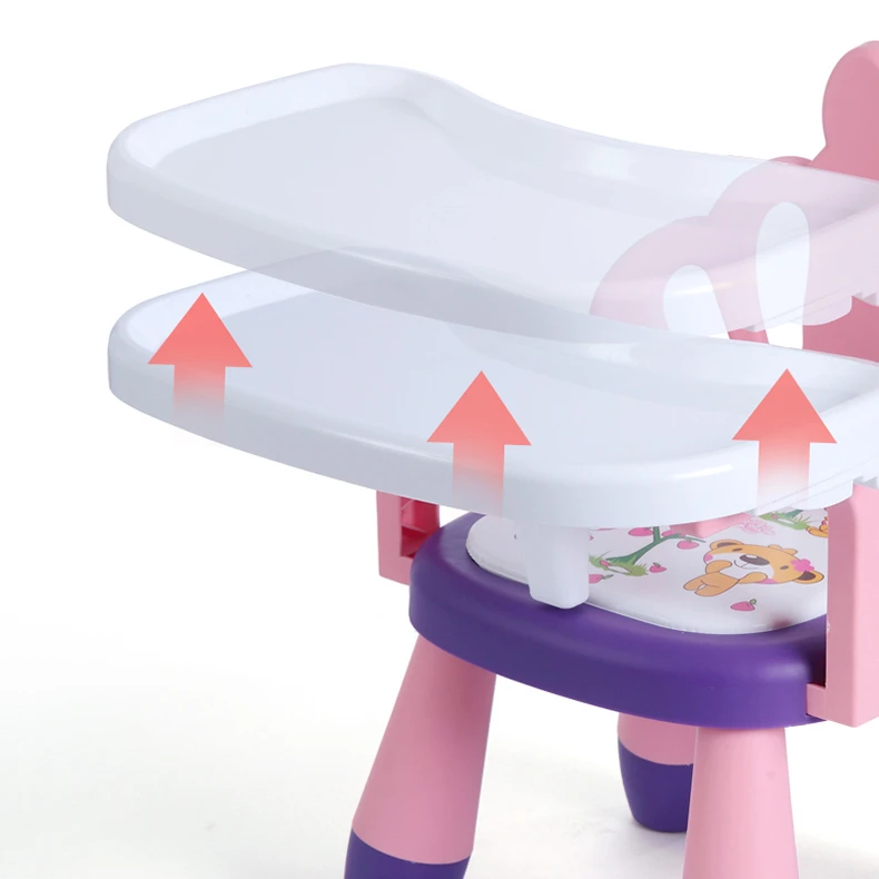 Baby Feeding Chair with Music Detachable Tray Feeding Chair Cartoon Crown and Bunny Shape Portable Toddler Activity Seat