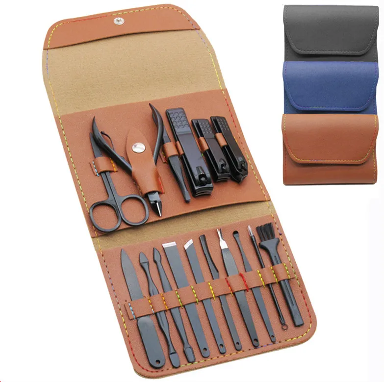 Оптовая продажа, Заводская дешевая цена, 12/16 шт., чёрная машинка для стрижки ногтей, набор для маникюра и педикюра, набор для стрижки ногтей на пальцах