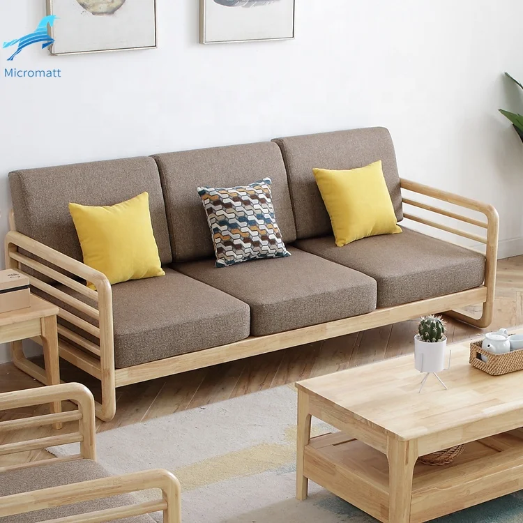 Factory Direct Sale Japanese Style Furniture Living Room Natural Wood Color 3 seaters Living Room Sofa