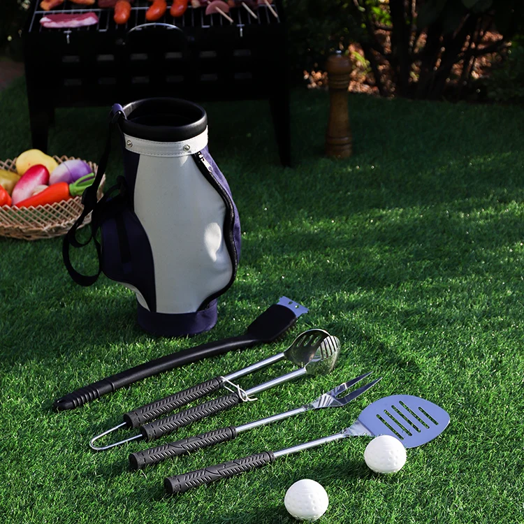 Golf Club BBQ Tools Set Stainless Steel Accessories Barbecue BBQ Tool with TPR Handle