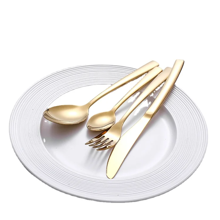 Wholesale 24pcs box flatware sets kitchen luxury golden cutlery spoon and fork stainless steel cutlery set for sale