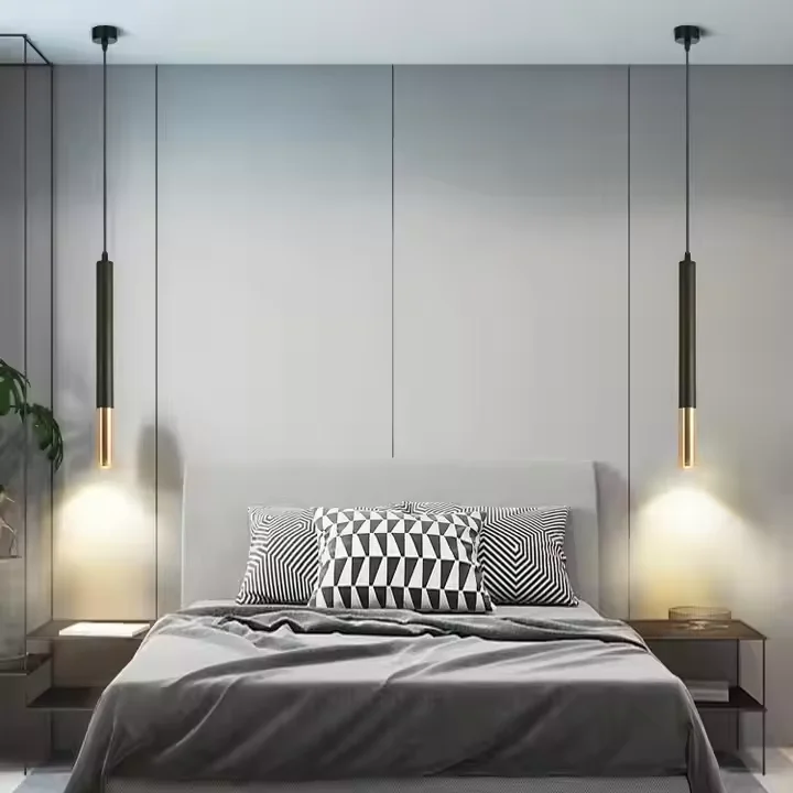 Modern Restaurant Column Bar Kitchen Island Multi-Functional Lighting Hot Aluminum Led Black Gold Pendant Light