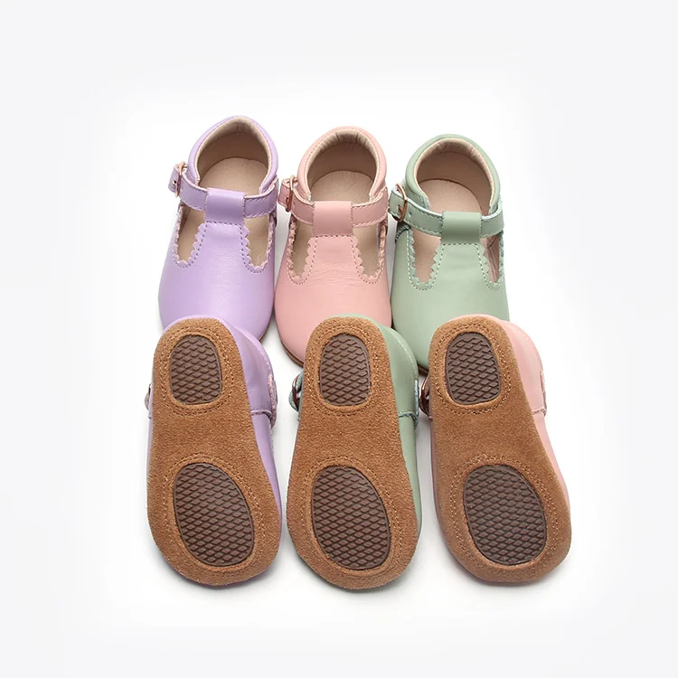 Babyhappy Wholesale Toddler Girl Baby genuine Leather T-Bar Dress Shoes Soft Sole Walking Infant Princess Shoes