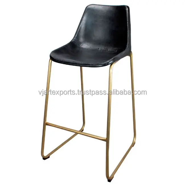 2021 Industrial furniture iron pipe pu Leather seat hot selling bar chairs crafted in Rajasthan India