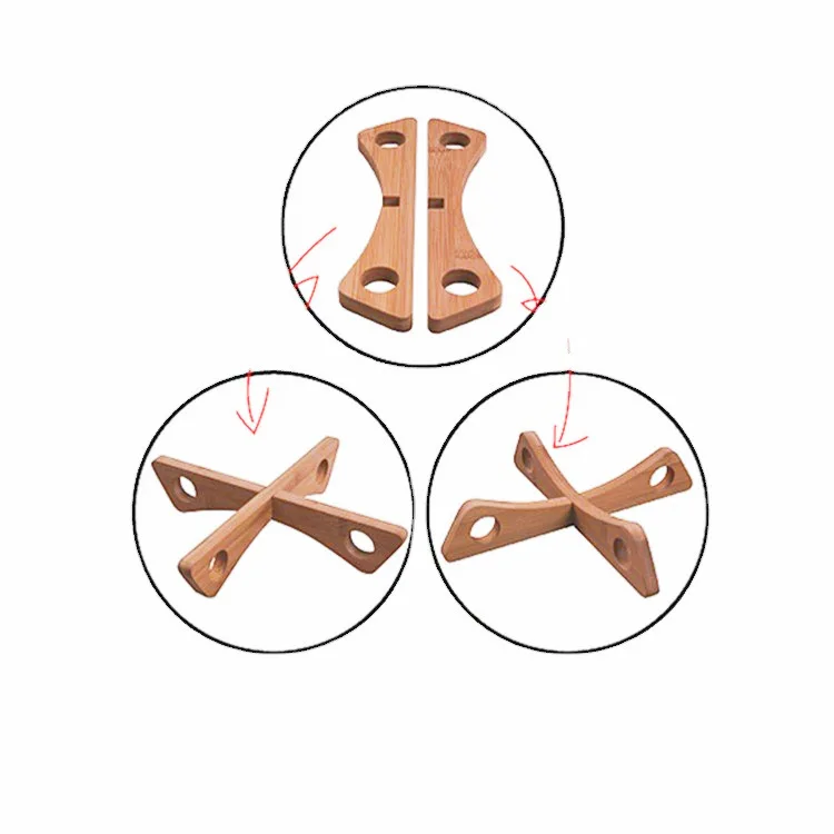 Bamboo Trivet Heat Resistant Bamboo Mat with Collapsible Cross Compact Design Non-Slip Multi-Purpose Solid Wood Pot Holder mat