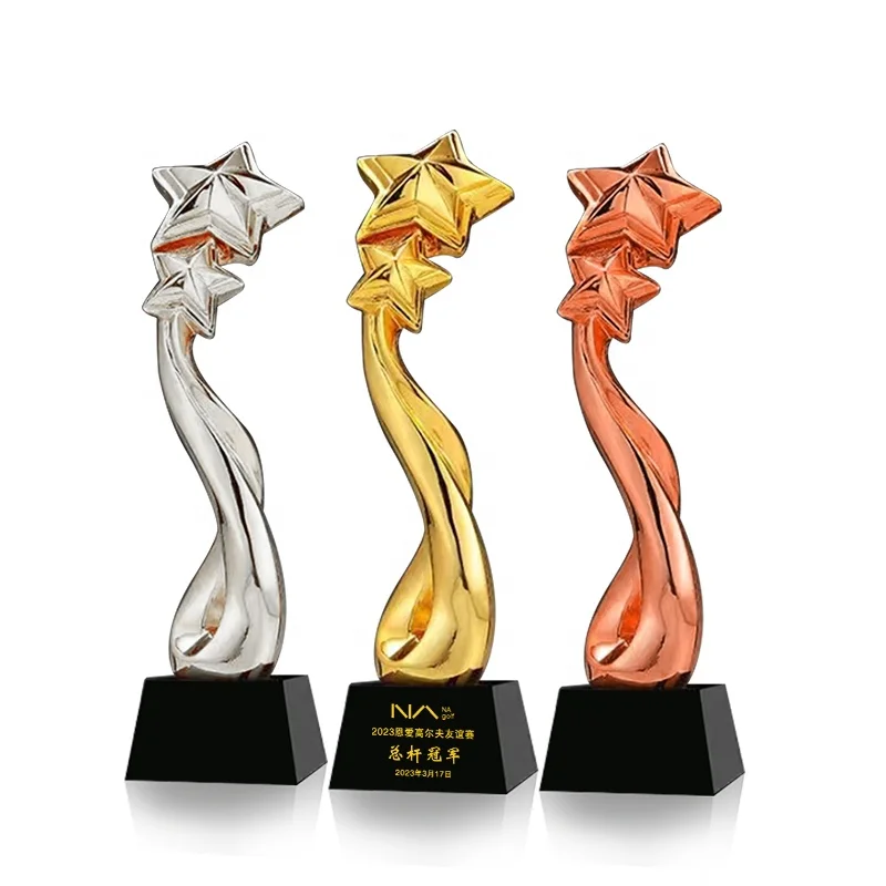 New resin trophy gold five pointed star shaped award trophy Champion Award