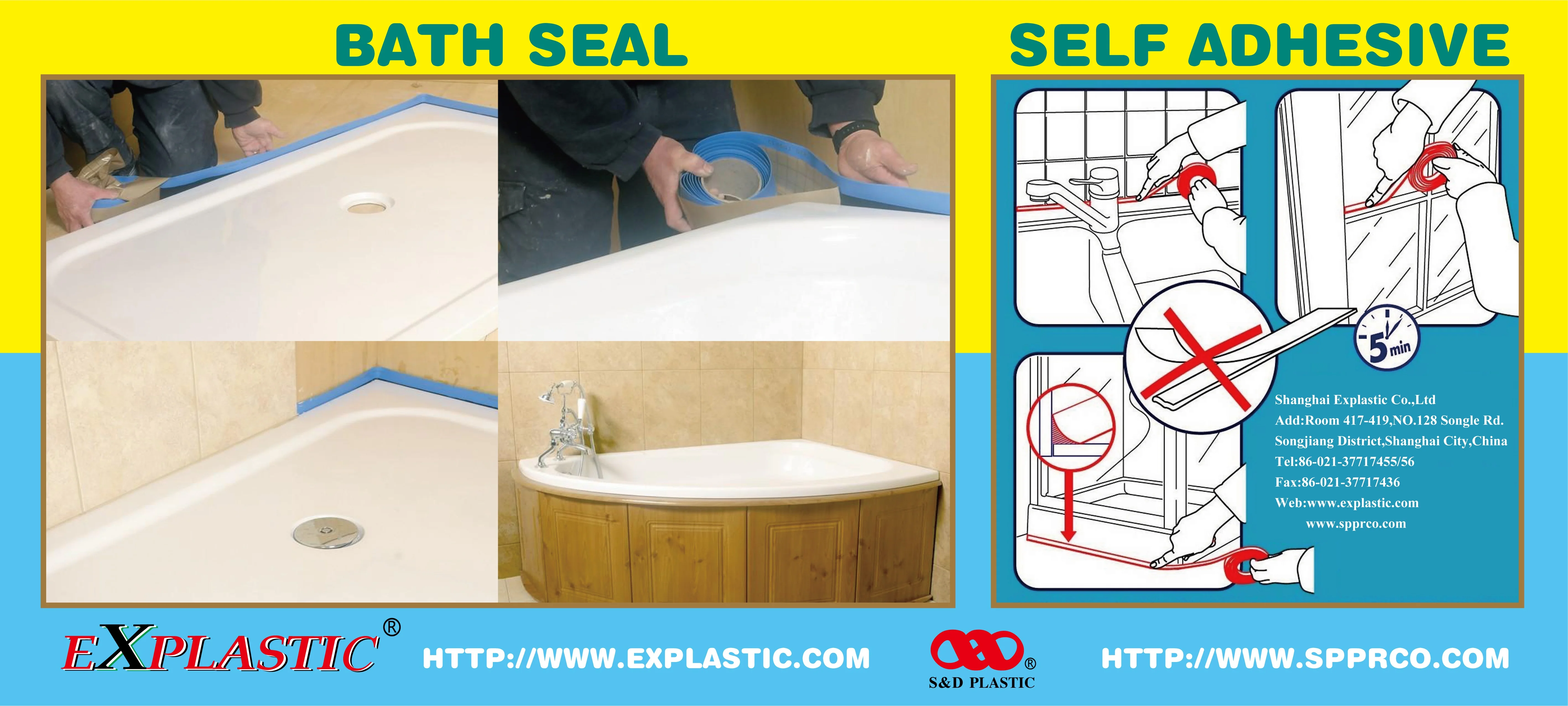Waterproof Tape for kitchen & bathroom-flexible plastic strip with butyl adhesion backing,popular size 60mmx3.35m