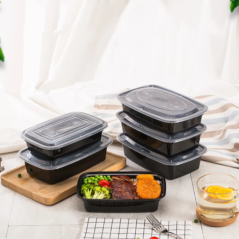 Microwave Safe Biodegradable Rectangle Takeaway Plastic Food Disposable Container Food Lunch Box with Lids