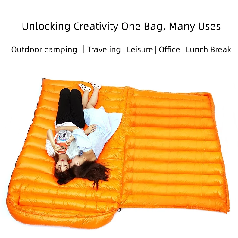 White Goose Down Filling Sleeping Bag For Camping, Comfortable 4 Season Down Fiber Sleeping Bag for Outdoor