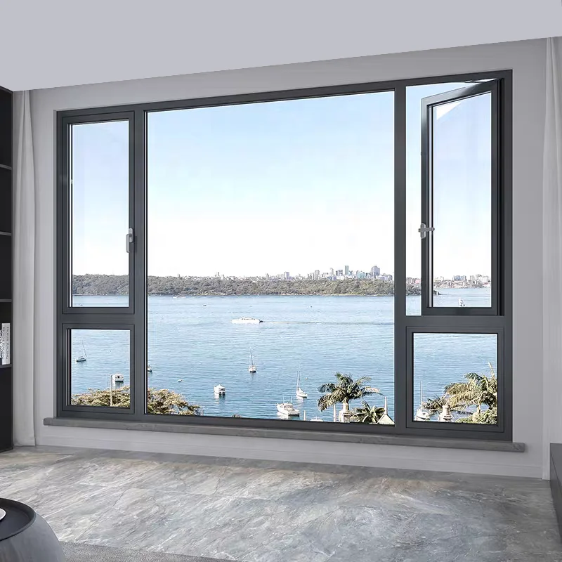 Residential Interior Minimalist Design Glass Window Custom Soundproof Aluminum Window