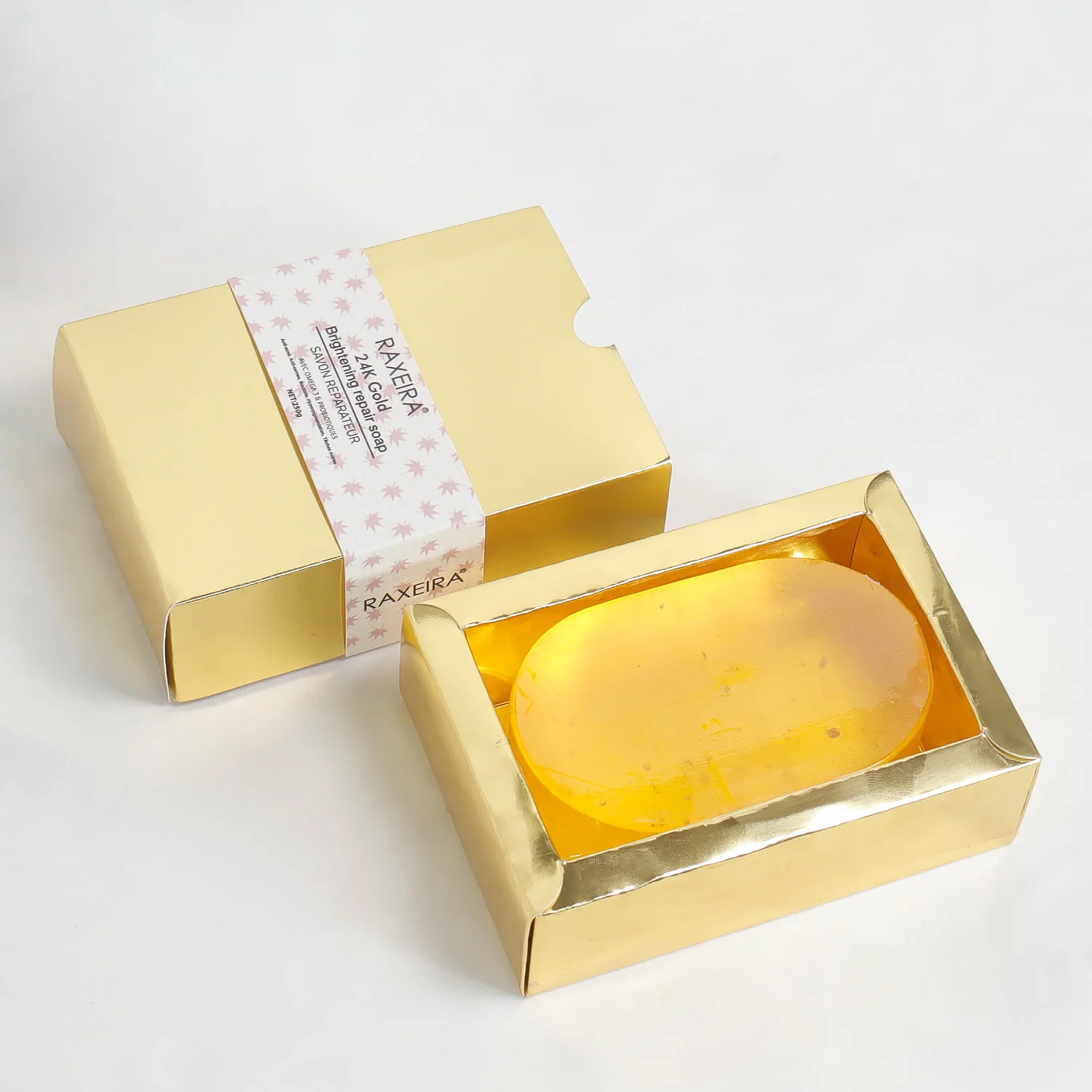 Wholesale Bleaching Body Soap Whitening Skin Handmade Cleaning 24K Gold Foil Whitening Soap For The Skin Private Label Soap