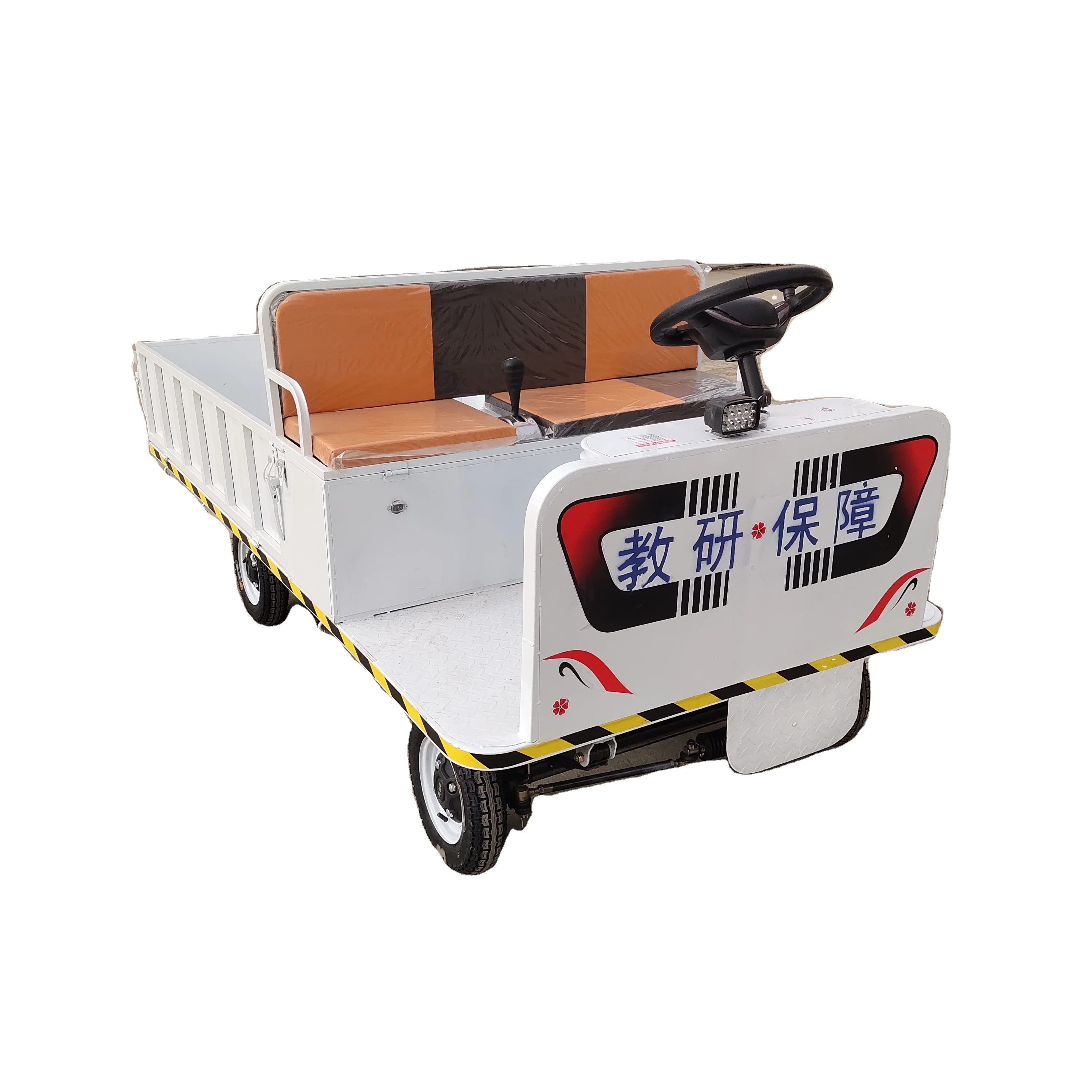 It is a convenient and practical four-wheel electric flat car that can pull goods and people Four wheel flatbed car carrier
