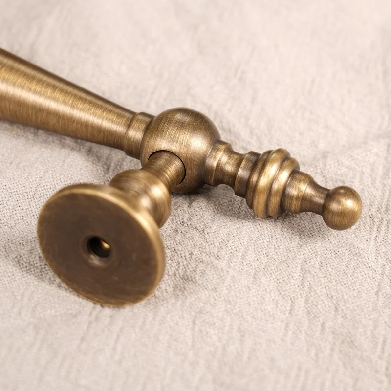 Brass Vintage Furniture Handle Bronze Wardrobe Door Drawer Knob Cabinet Luxury Antique Round Turret Copper Pulls