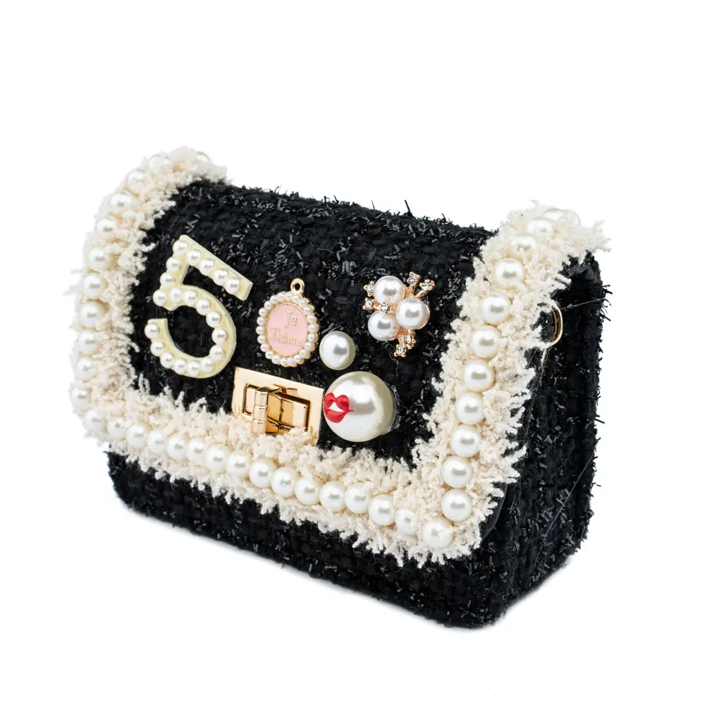 
Lovely Long chain Shoulder Strap Little Girls Purse Kids Tweed Bag Handbags 