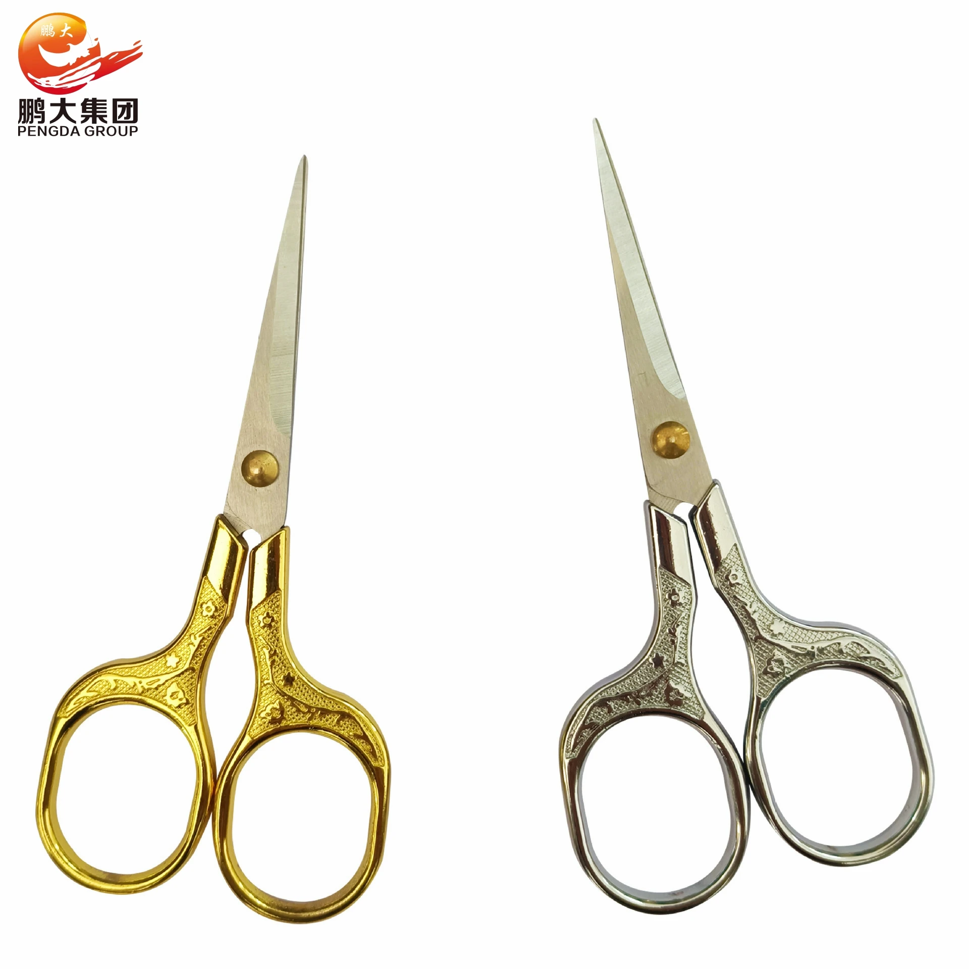 Amazon hot selling mini sewing craft scissors antique plum blossom pattern embroidery scissors vintage with cover