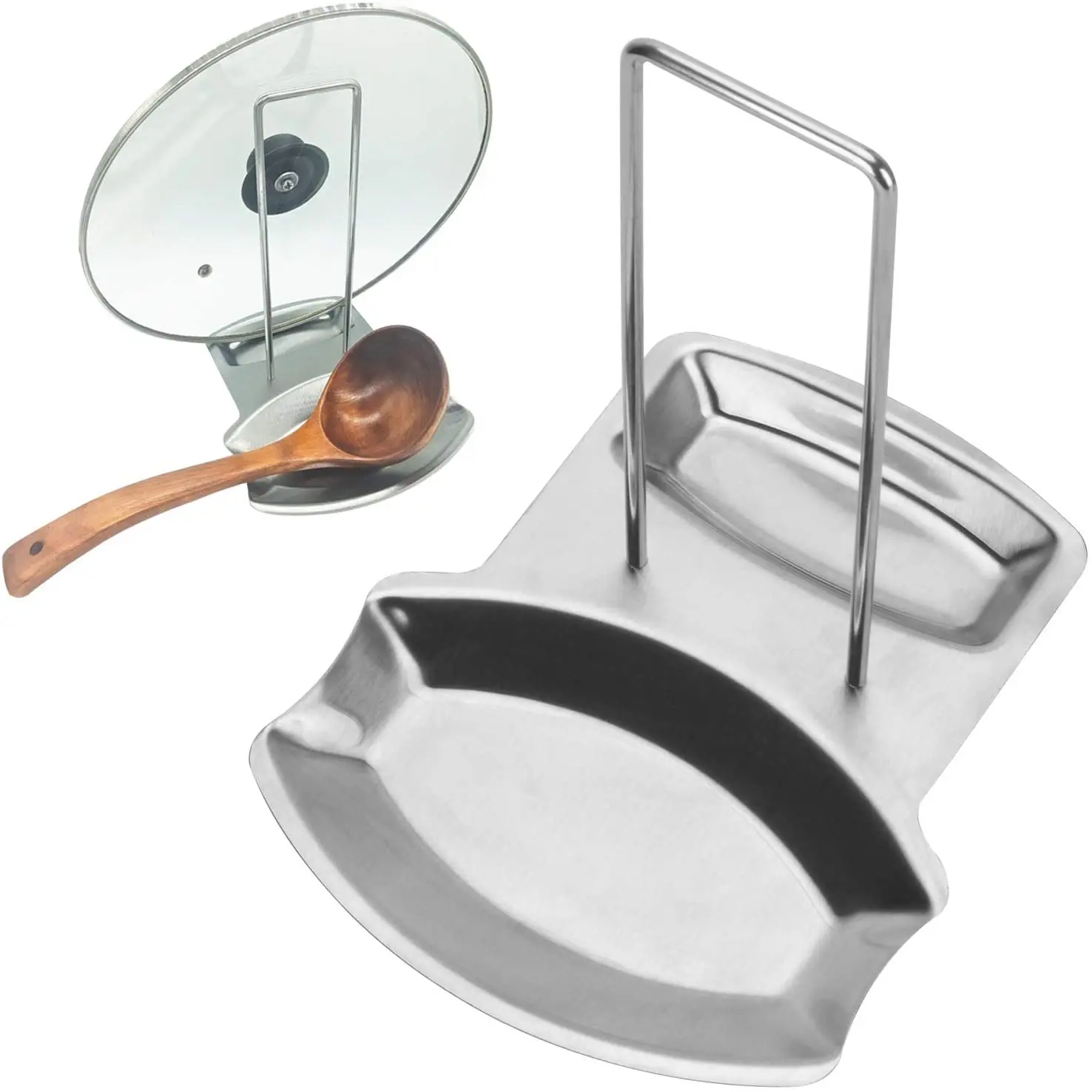 Kitchen Tool Spoon Rest and Pot Lid Holder High Quality Stainless Steel Pan Pot Cover Lid Rack Shelf Stand Holder Spoon Holder