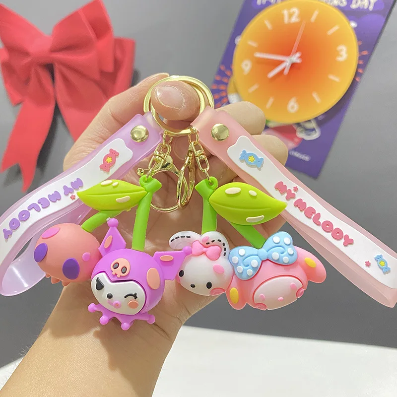 3D PVC plastic kids cute cartoon designer car anime key chain ring kawaii gift bean sprout anime keyring keychain manufacturer