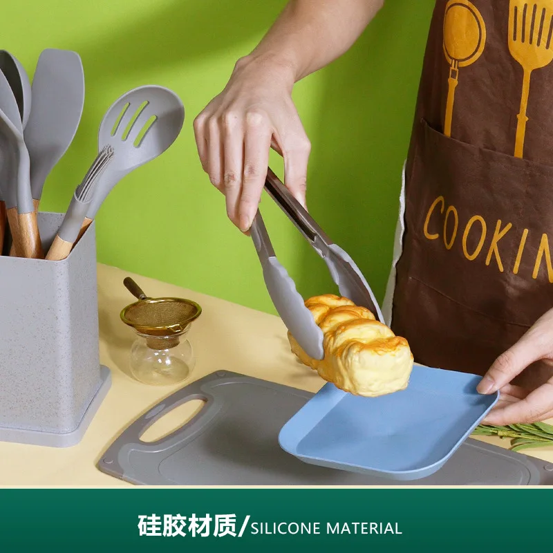 Silicone Cooking Utensils Set 19pcs Kitchenware Set includes 9 Pcs Utensils 5 Ppcs Knives Scissors Whisk Tongs and Cutting Board