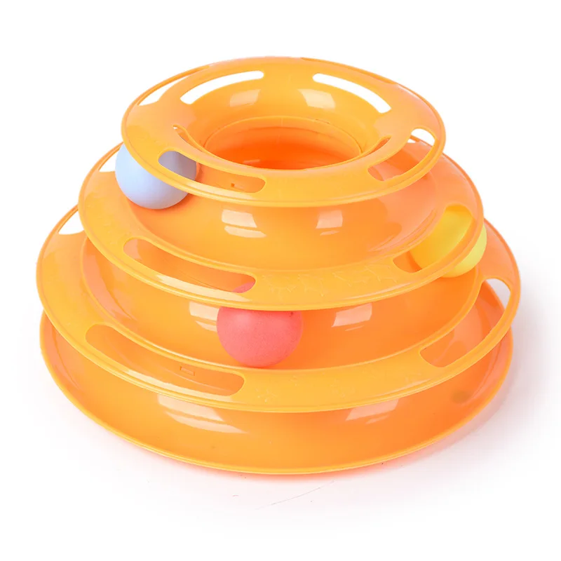 Wholesale 3 Levels of Interactive Play Circle Track Pet toys Moving Balls Tower Cat Toy