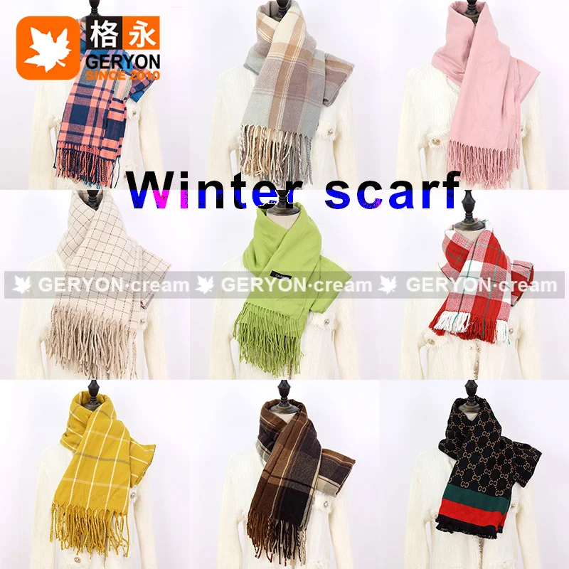 GERYON vintage wool scarf luxury winter apparel surplus branded stock lot leftover ukay ukay bales used clothes scarf for winter