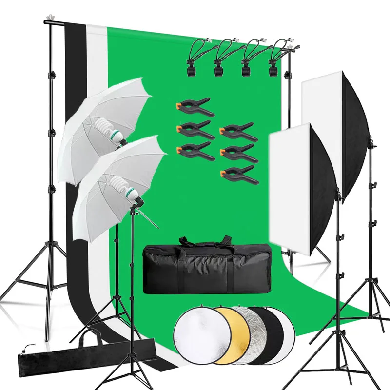 2*3M Backdrop 2.6*3M Background Support Stand Photography Video Light Umbrella Softbox Photo Studio Soft Box