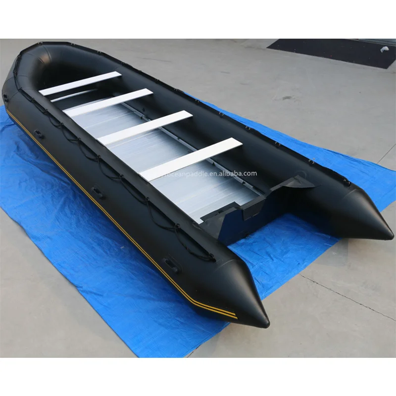 CE Europe Popular heavy duty Black/ green Large folding  inflatable boat 7m 8m 9m 10 meters with/ without aluminum floor