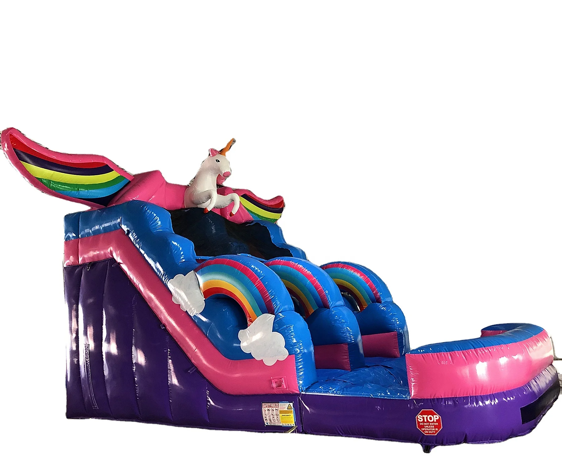 Commercial Playground Unicorn Jumping Castle Combo with Slide Pool Bouncer Rainbow Inflatable Bouncy Castle