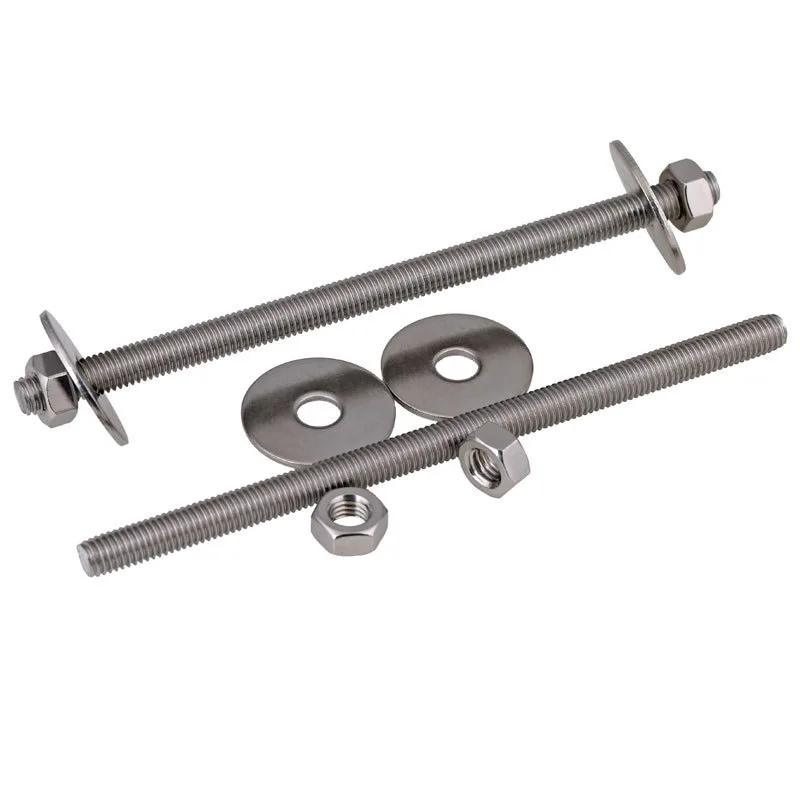 304 Stainless steel hexagon head fine pitch long shank power bolt and hex nut with plain washer