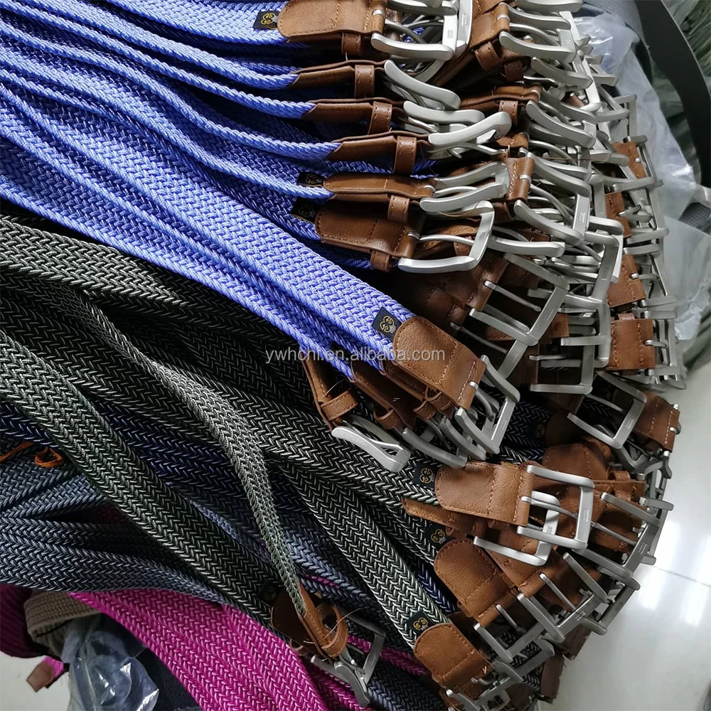 Men Women Casual Knitted Pin Buckle Belt Woven Canvas Elastic Expandable Braided Stretch Belts Plain Webbing Strap